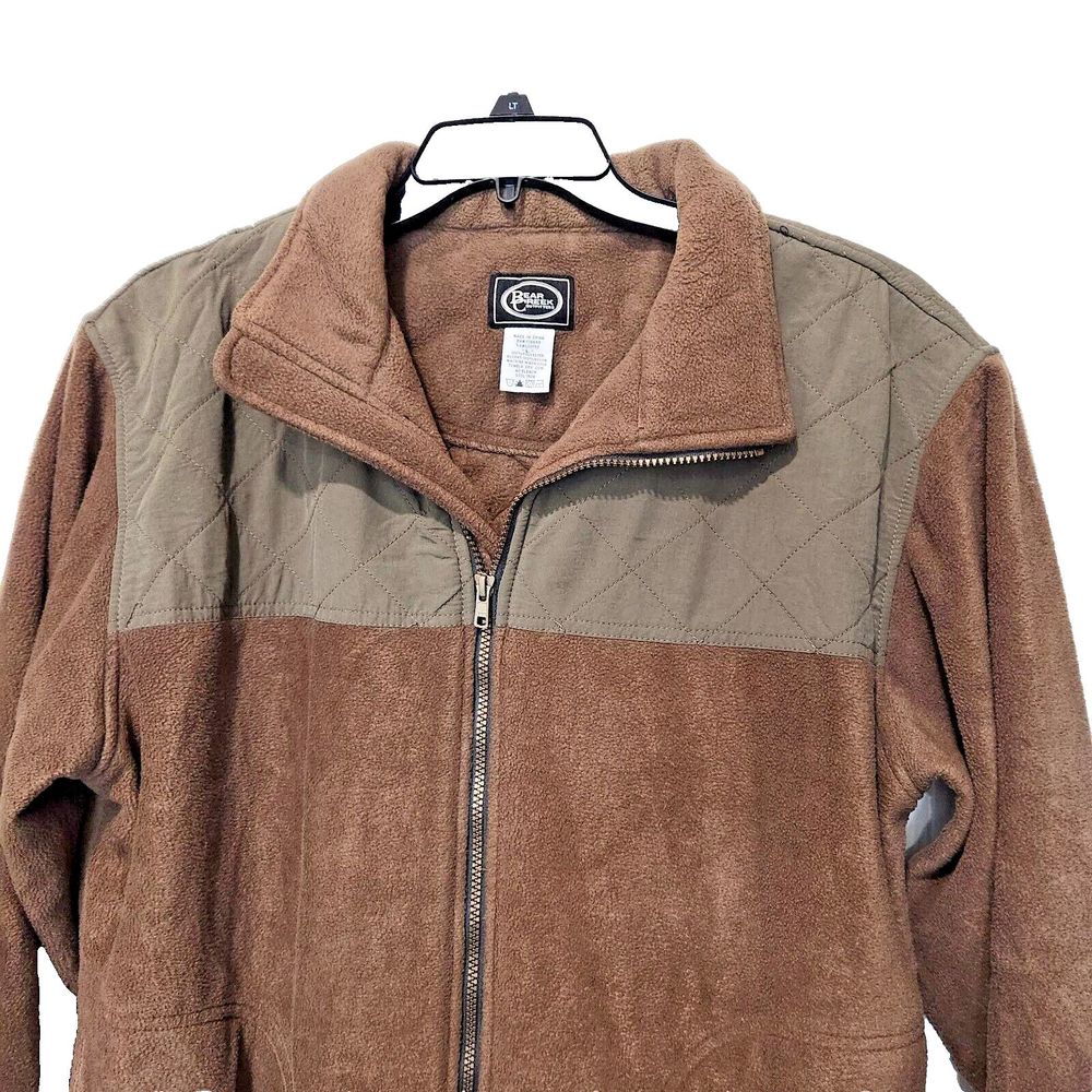 Vtg Bear Creek Outfitters Mens L Zip Heavy Fleece Jacket Brown Cabin Core Rustic